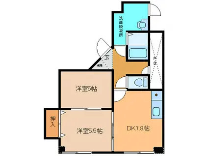 トリコロールI(2DK/2階)の間取り写真