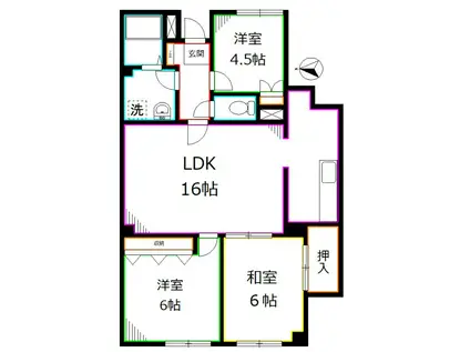 大沢ビルディング(3LDK/2階)の間取り写真