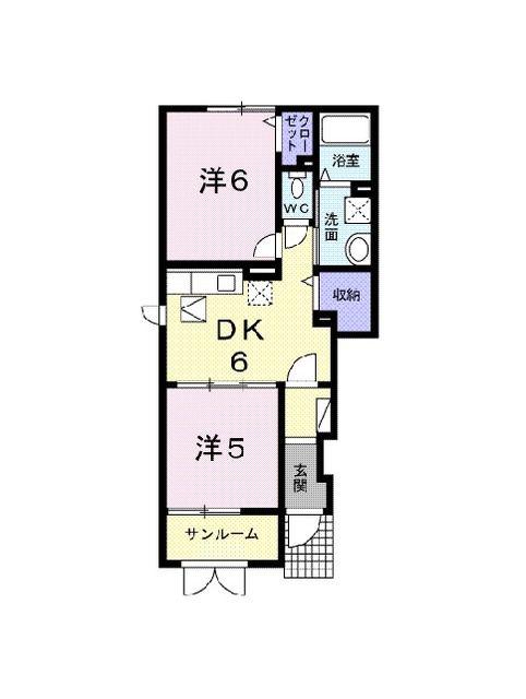 キャンディタフト(2DK/1階)の間取り写真