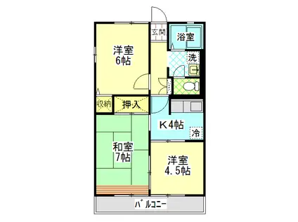 ハイムエレガントB(3K/1階)の間取り写真