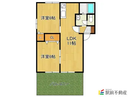 シャンテ和泉(2LDK/2階)の間取り写真