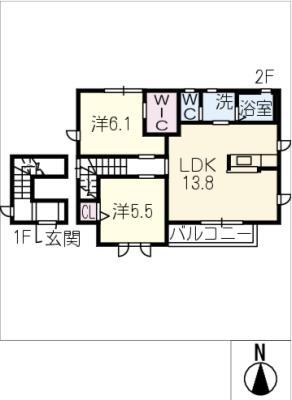 ニューポート未来(2LDK/2階)の間取り写真