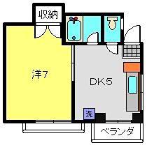 山陽マンション(1DK/2階)の間取り写真
