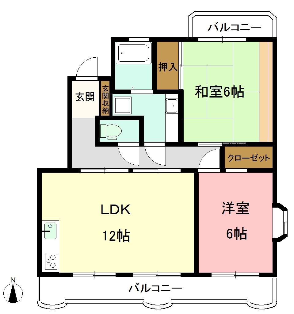 エクセルオオタケ(2LDK/1階)の間取り写真