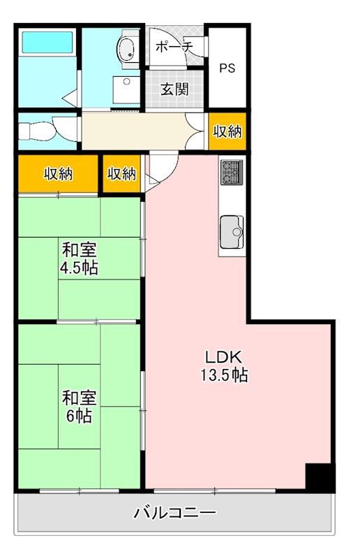 メルクマール・深阪(2LDK/3階)の間取り写真