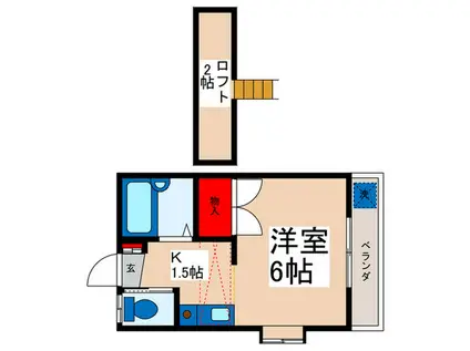 セイワハイム(1K/2階)の間取り写真