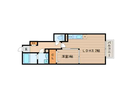 リアーレ荒巻神明(1LDK/1階)の間取り写真