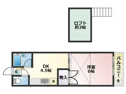 レオパレス21下曽根(1DK/2階)の間取り写真