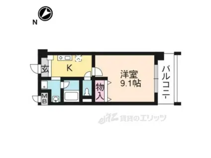 プリエール南草津(1K/2階)の間取り写真