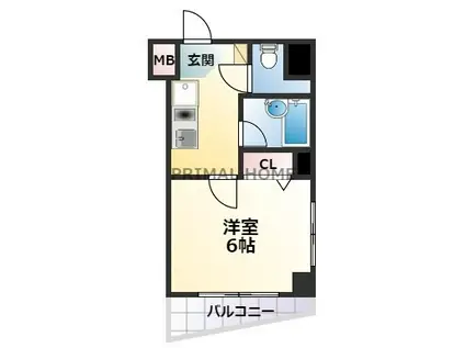 HOUZENVII(1K/6階)の間取り写真