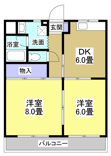 U-CREST(2DK/1階)の間取り写真
