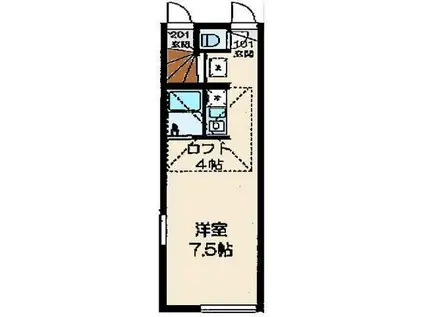 アプリコット(ワンルーム/1階)の間取り写真