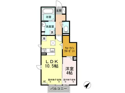 ラウレ松原(1LDK/1階)の間取り写真