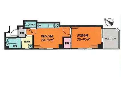 川辺ビル(1DK/4階)の間取り写真