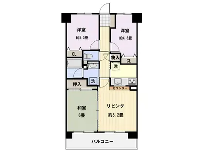 横浜南太田ホームズ(2SLDK/6階)の間取り写真