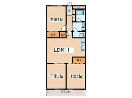 ライオンズマンション藤沢(3LDK/5階)の間取り写真