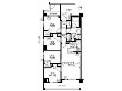 ザ・パークハウス上石神井レジデンス(4LDK/1階)の間取り写真