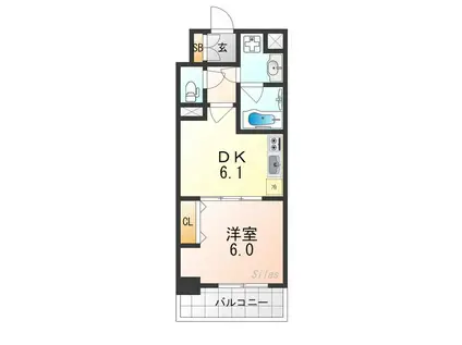 CAVANA九条烏丸(1DK/3階)の間取り写真