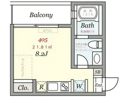 グランドハウス中目黒(ワンルーム/4階)の間取り写真