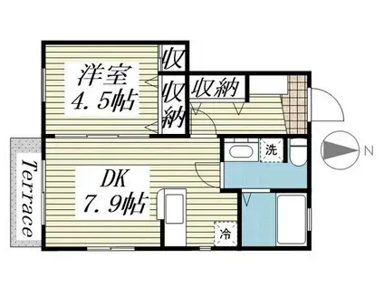 ディアコート鷹乃杜(1DK/1階)の間取り写真