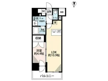 プレール・ドゥーク亀戸VI(1LDK/9階)の間取り写真