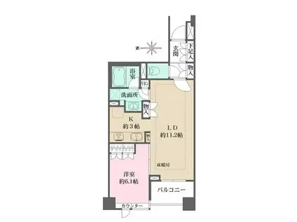 パークハウス飯田橋レジデンス(1LDK/6階)の間取り写真