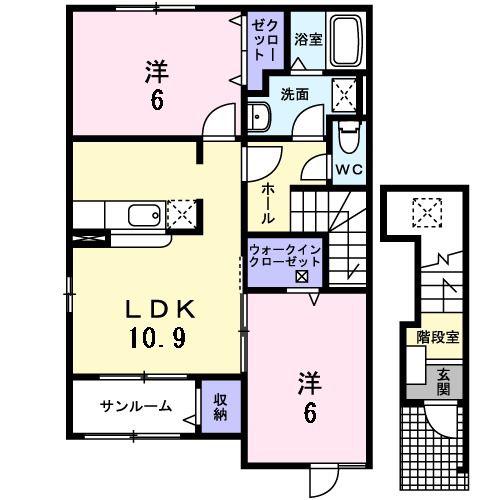 ファミール ハウスV B(2LDK/2階)の間取り写真