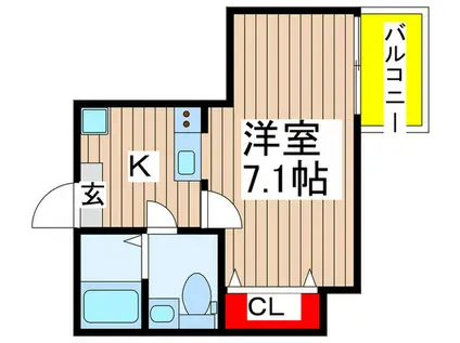 HAKUSUI津田沼(1K/1階)の間取り写真