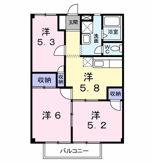 シャトレーゼ清水(3K/1階)の間取り写真