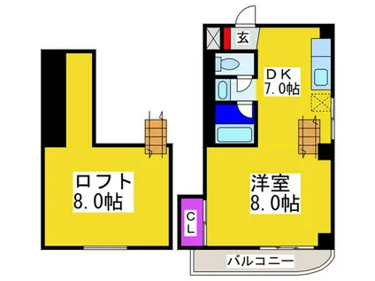 コーポあすか(1DK/7階)の間取り写真