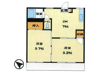 山王荘3(2DK/2階)の間取り写真