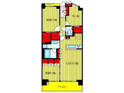 スカイティアラ ウエスト(3LDK/15階)の間取り写真
