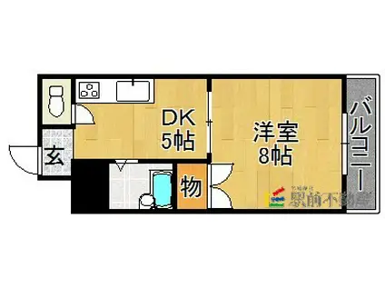エスパシオ南町(1DK/2階)の間取り写真