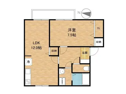 サンライズハイツ21(1LDK/2階)の間取り写真