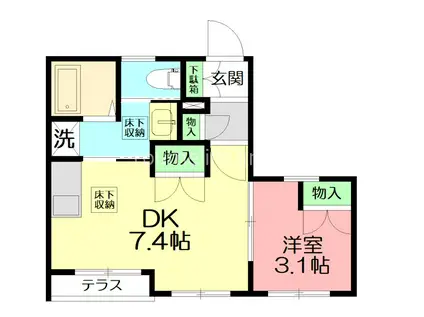 木の花マンション(1DK/1階)の間取り写真