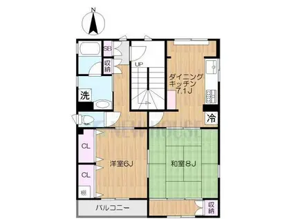 榎町プレイス(2DK/1階)の間取り写真