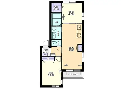 サンライト コート(2LDK/2階)の間取り写真