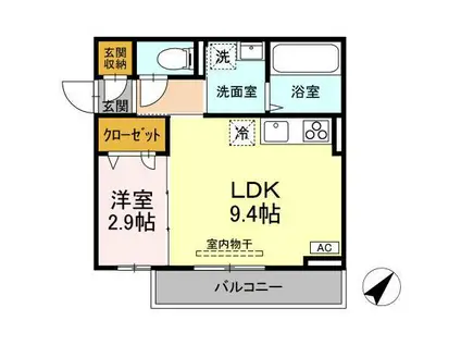 レスア柏崎I(1LDK/2階)の間取り写真