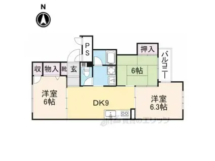 シティーホームズ大和郡山(3DK/2階)の間取り写真