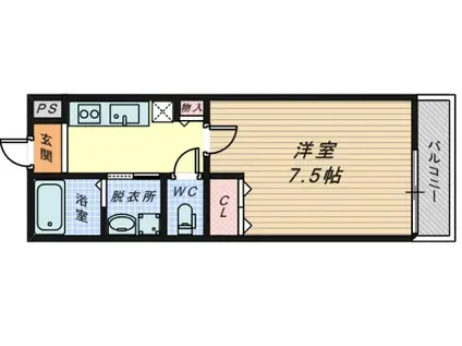 アジュール石津A・B棟(1K/2階)の間取り写真