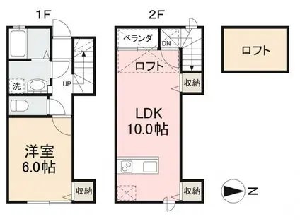 ヴィラアンソレイエ高松東(1LDK/1階)の間取り写真