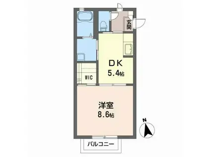 ヴェルトール白山(1DK/1階)の間取り写真