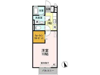 リヴェール E棟(1K/1階)の間取り写真