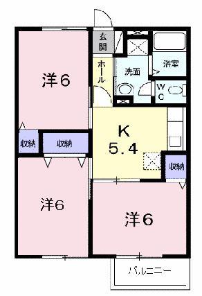 セブンピーク吉岡(3DK/2階)の間取り写真