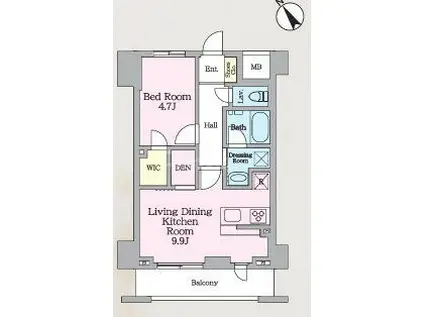 ラグゼナ北千住II(1LDK/2階)の間取り写真