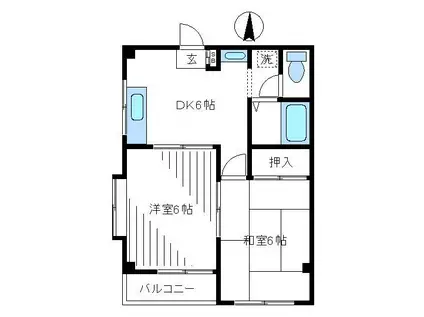 サン新井第二ビル(2DK/3階)の間取り写真
