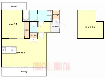 樋之池町PJ(1LDK/2階)の間取り写真