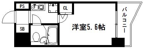サンシティ四条大宮シャトー朝日(1K/7階)の間取り写真