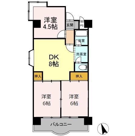 エスポア菰野(3DK/3階)の間取り写真