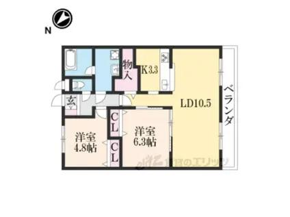 メゾン小西梅影3(2LDK/2階)の間取り写真